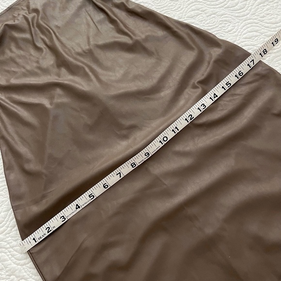 WILD FABLE Faux Leather Slip Dress in Dark Taupe Size XS - Picture 9 of 16
